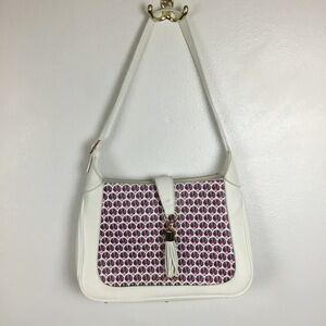 SASSY JONES White Fan Print Shoulder Bag